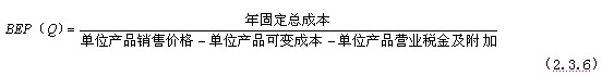 用產(chǎn)銷(xiāo)量表示的盈虧平衡點(diǎn)BEP