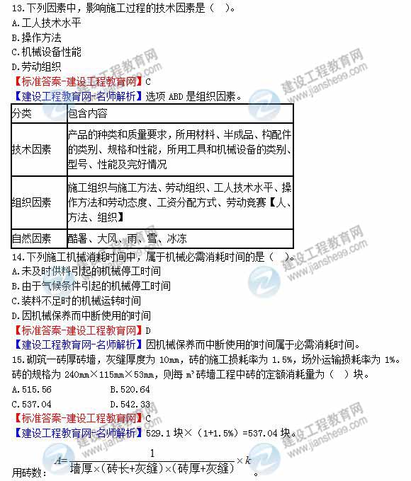 2012年造價工程師《工程計價》試題及詳細答案解析（二）
