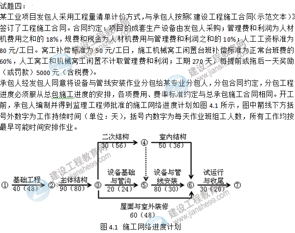 2015年造價(jià)工程師《建設(shè)工程造價(jià)案例分析》試題及答案(案例四)