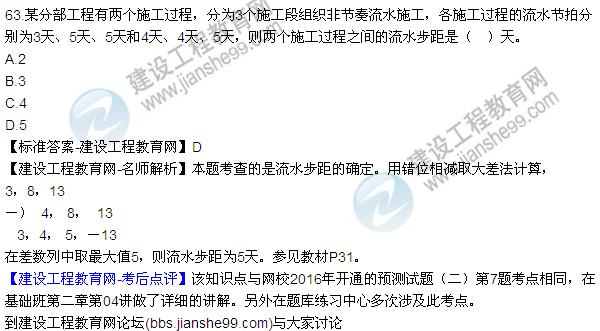 2016監(jiān)理質(zhì)量、投資、進(jìn)度控制試題及答案（43-63）